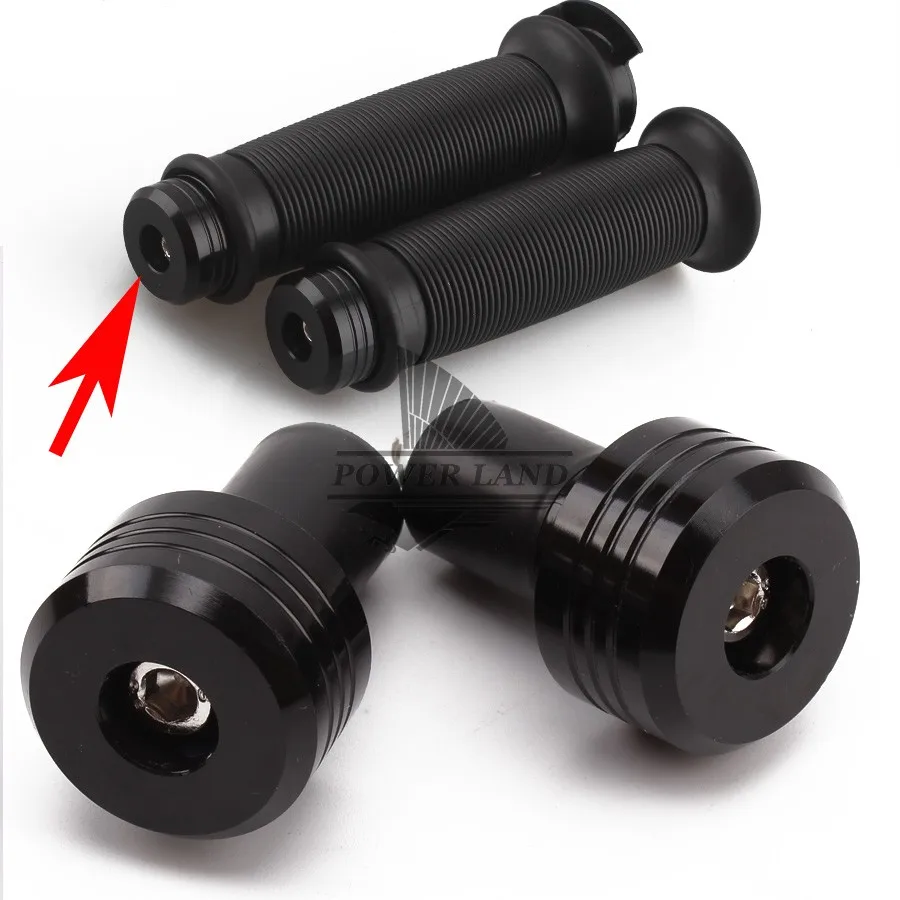Black 22MM 7/8" Hand Grips Bar End Cap Plug Slider Handlebar End Caps
