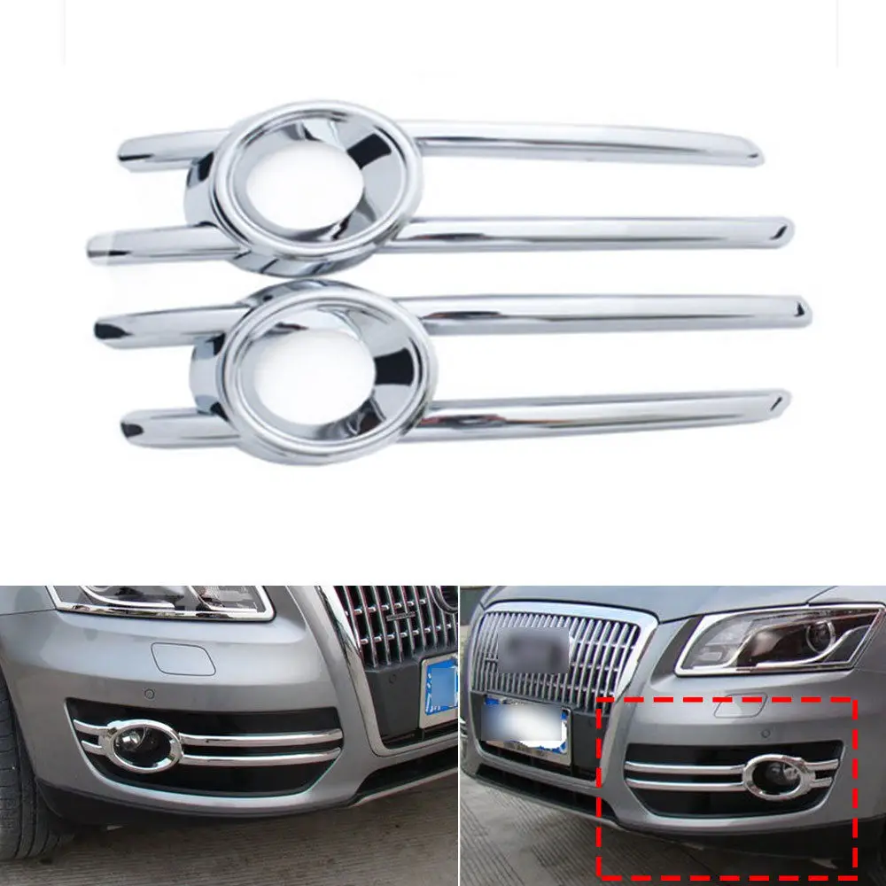 

For Audi Q5 2009-2012 Car Front Fog Light Lamp Grill Frame Panel Cover Bezel Trim ABS Chromium Auto Styling Garnish Sticker