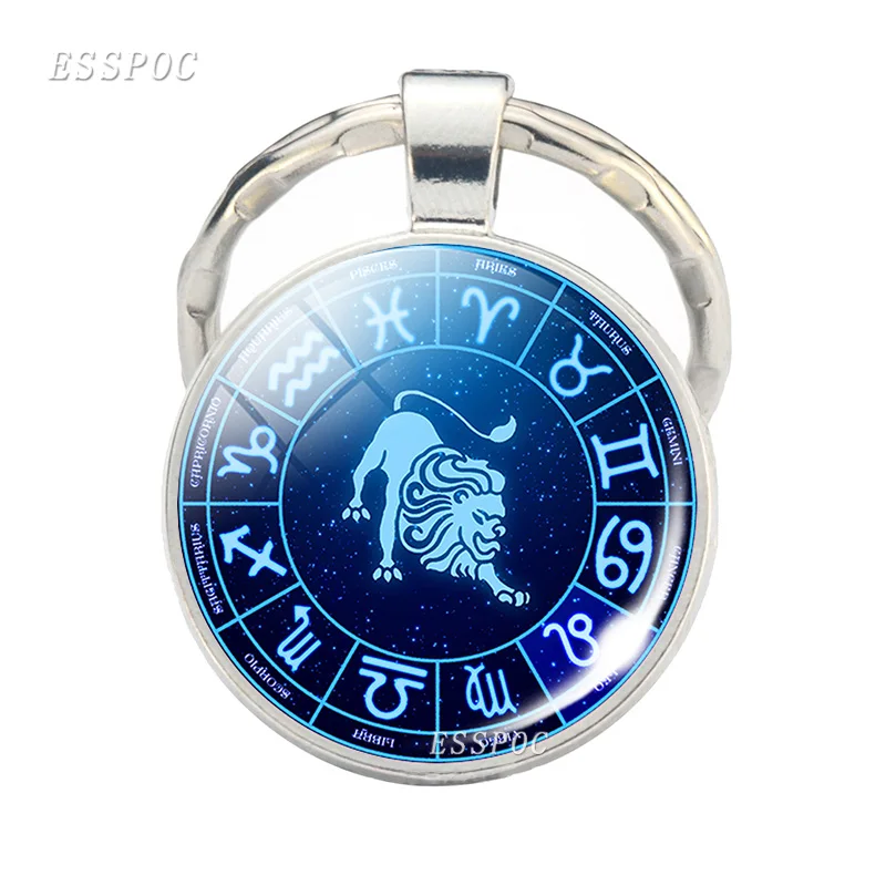 Fashion Zodiac Sign Keychain 12 Constellation Leo Virgo Libra Scorpio Sagittarius Pendant Metal Keyring Key Holder Gifts