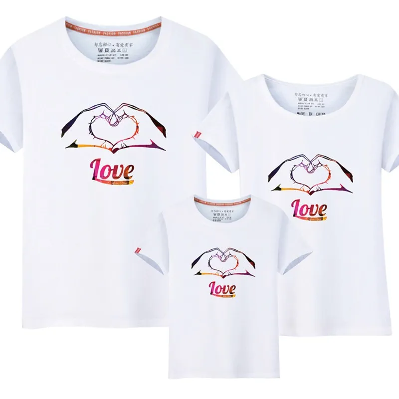 

Family Matching Outfits Costumes Spring Summer T Shirt Colorful Mother&Kids Tops Short Sleeve Dad Mom Baby Family Look clothing