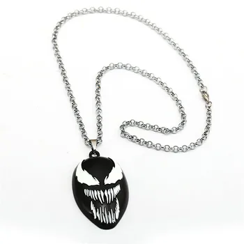 

5pcs Avengers Venom Necklace Spiderman Black Mask Pendants Necklaces Superhero Choker Keyring for Men Action Figure Cosplay Toys