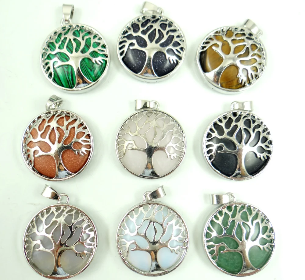 Natural Stone Quartz Crystal tiger eye Turquoises pendant for diy jewelry making necklace Accessories10pcs