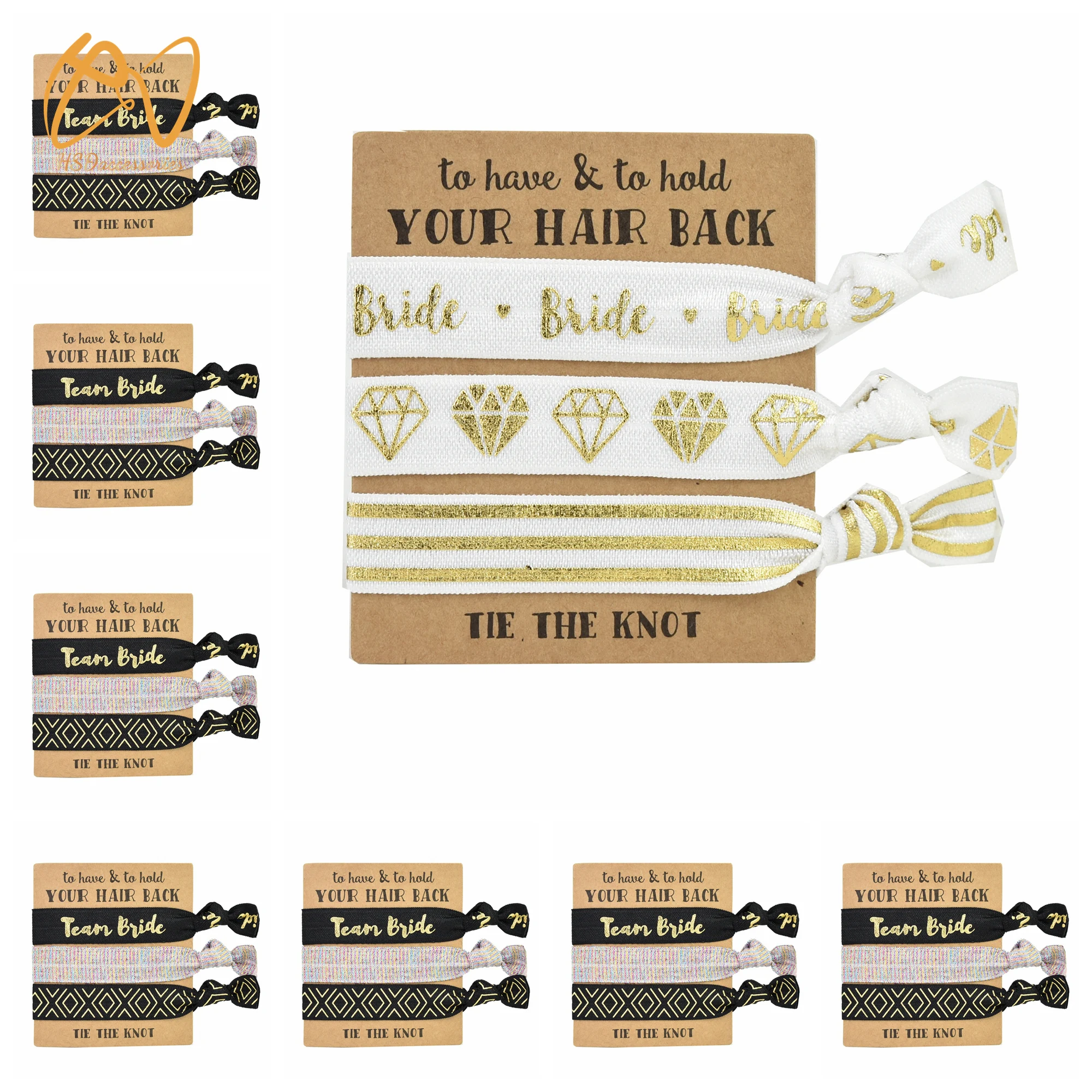

Hsd Accessories designs 11Pack of Bachelorette Party Favors 10 Bride Tribe Hair Ties and 1 Bride to Be Hair Tie Bachelorette