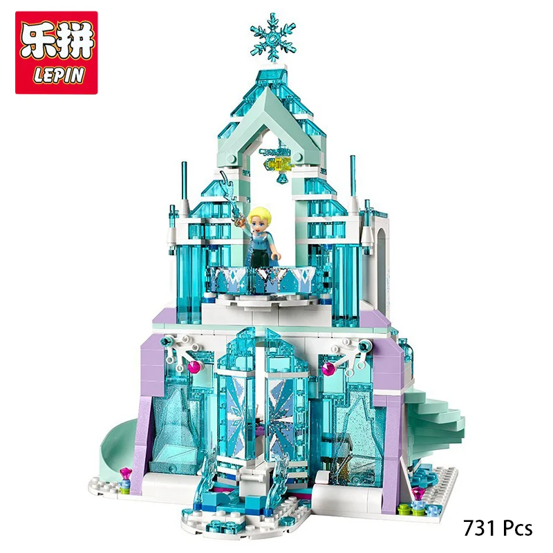 

Lepin 25002 Elsa's Magical Ice Palace Building Blocks Bricks For Kids As Educational Gift Compatible legoingly 41148 731 pcs