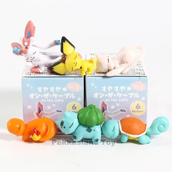 

6Pcs Pichu Bulbasaur Squirtle Charmander Mew Sylveon 5CM PVC Animal Cable Protector Action Figures Toy Retail