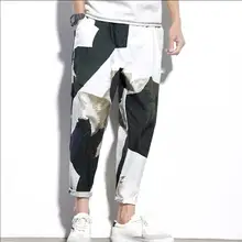 M-5XL Корейский Летний Повседневная Печать девять очков Штаны Мужская Плюс большой размер свободные брюки-карго Штаны костюмы