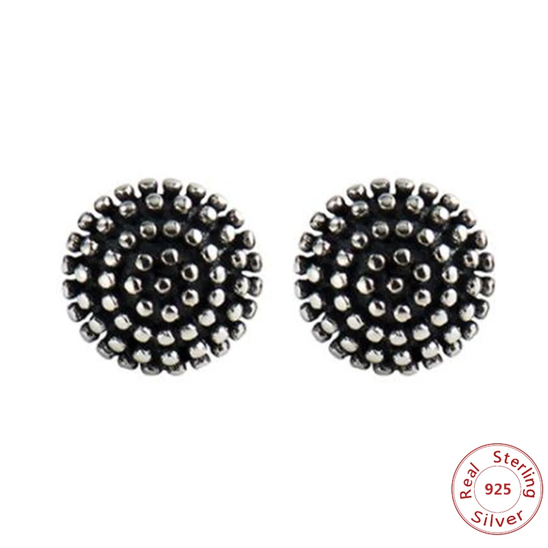

Vintage Round Ball Shape Genuine 925 Sterling Silver Stud Earrings for Women Vintage Party 925 Silver Jewelry