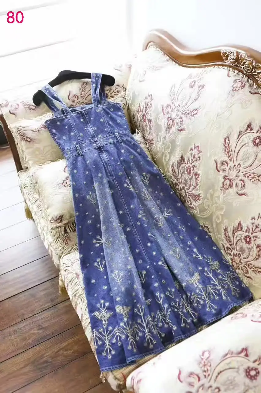 Роскошное джинсовое платье; потрясающее Оригинальное повседневное длинное платье с 3D вышивкой; коллекция года; vestidos mujer; летнее платье mixi; сарафаны; вечерние платья