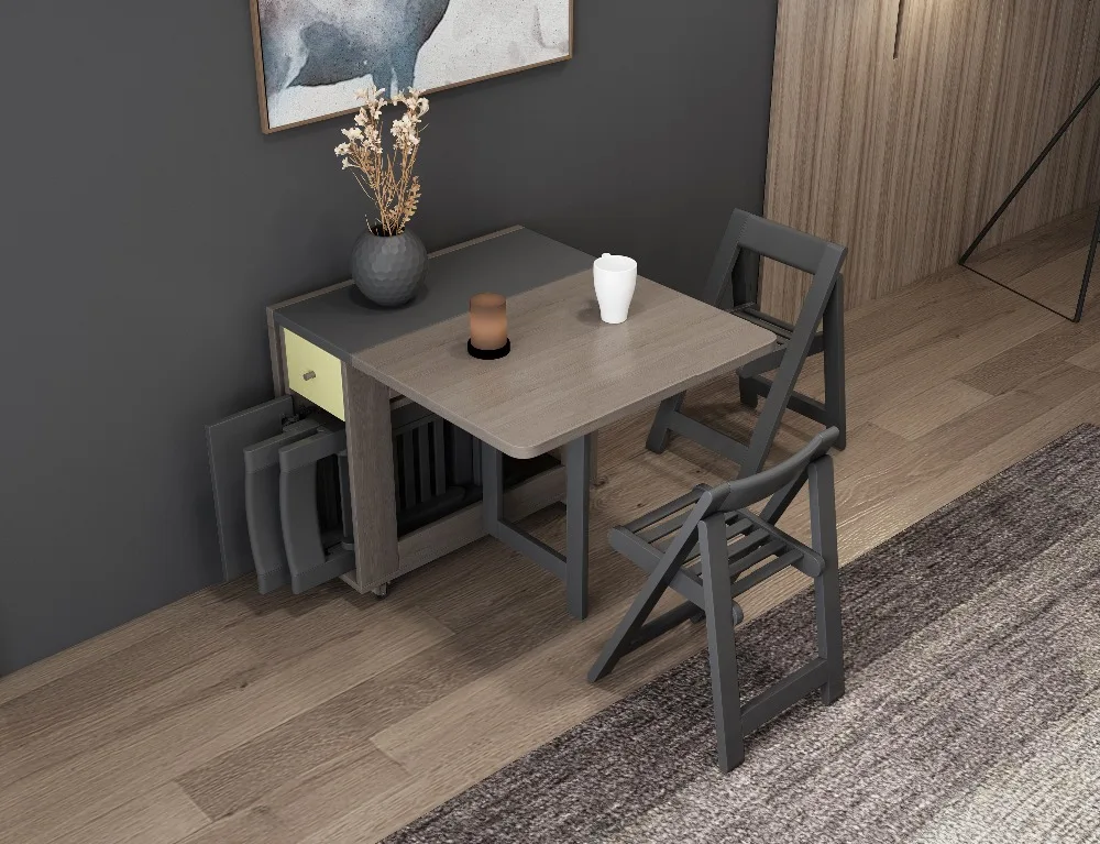 Modern Multifunctional Folding Dining Table - Space-Saving Furniture for Dining and Home Decor image 4