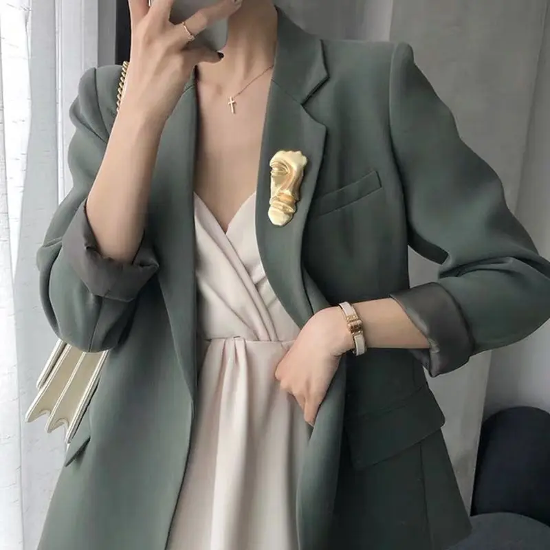 HUANZHI 2019 новые преувеличенные смешные абстрактные золотые металлические западные