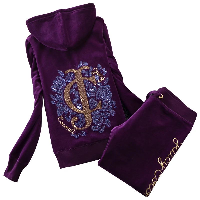 

Casual Two Piece Set Sweatsuit Long Sleeve Tops and Long Pants Velvet Women Hoodies Tracksuit S-XXL