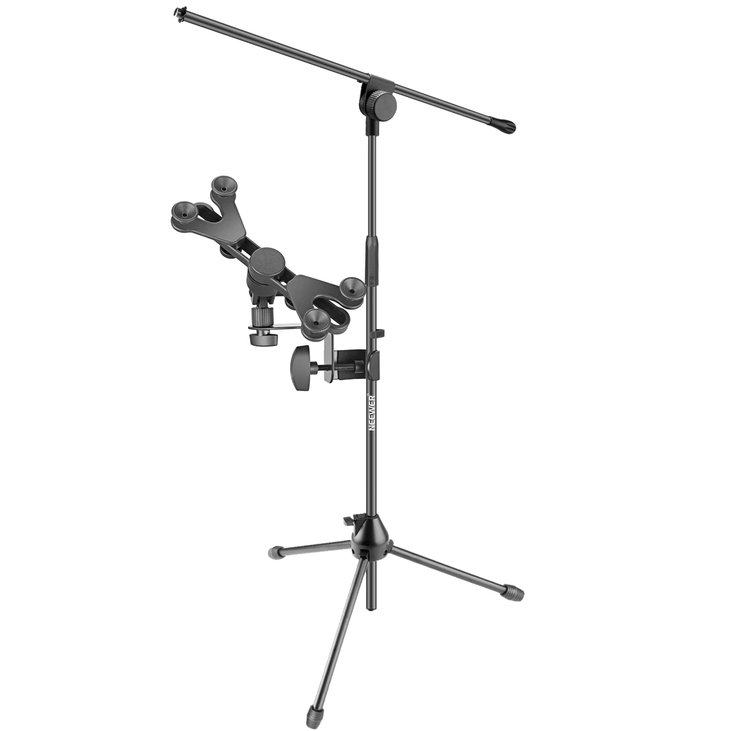 

Neewer Tripod Boom Floor Microphone Stand and 6-11 inches Adjustable iPad Tablet Mount Holder, Foldable Stable Aluminum Alloy