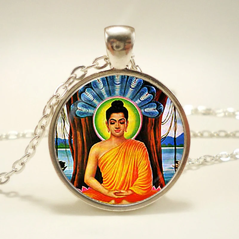 "Buddha pendant, glass pendant necklace, Buddha jewelry. Buddhist