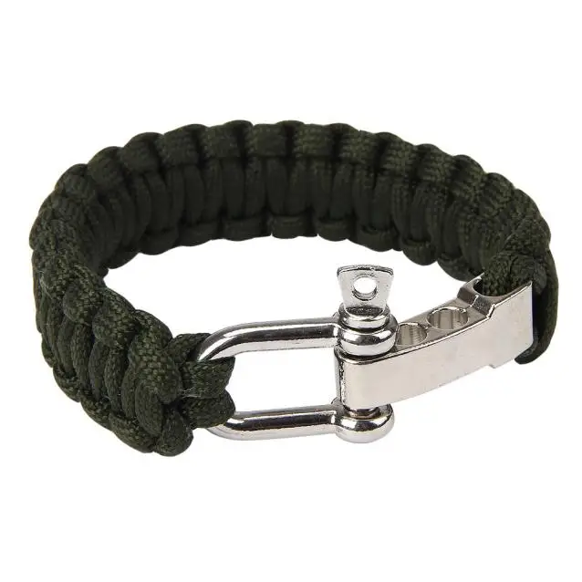 A Army Green Черный Паракорд веревка Открытый выживания браслет Кемпинг Стальная скоба пряжка военный самоспасательный выживания Браслет свисток в наборе - Цвет: A Army Green