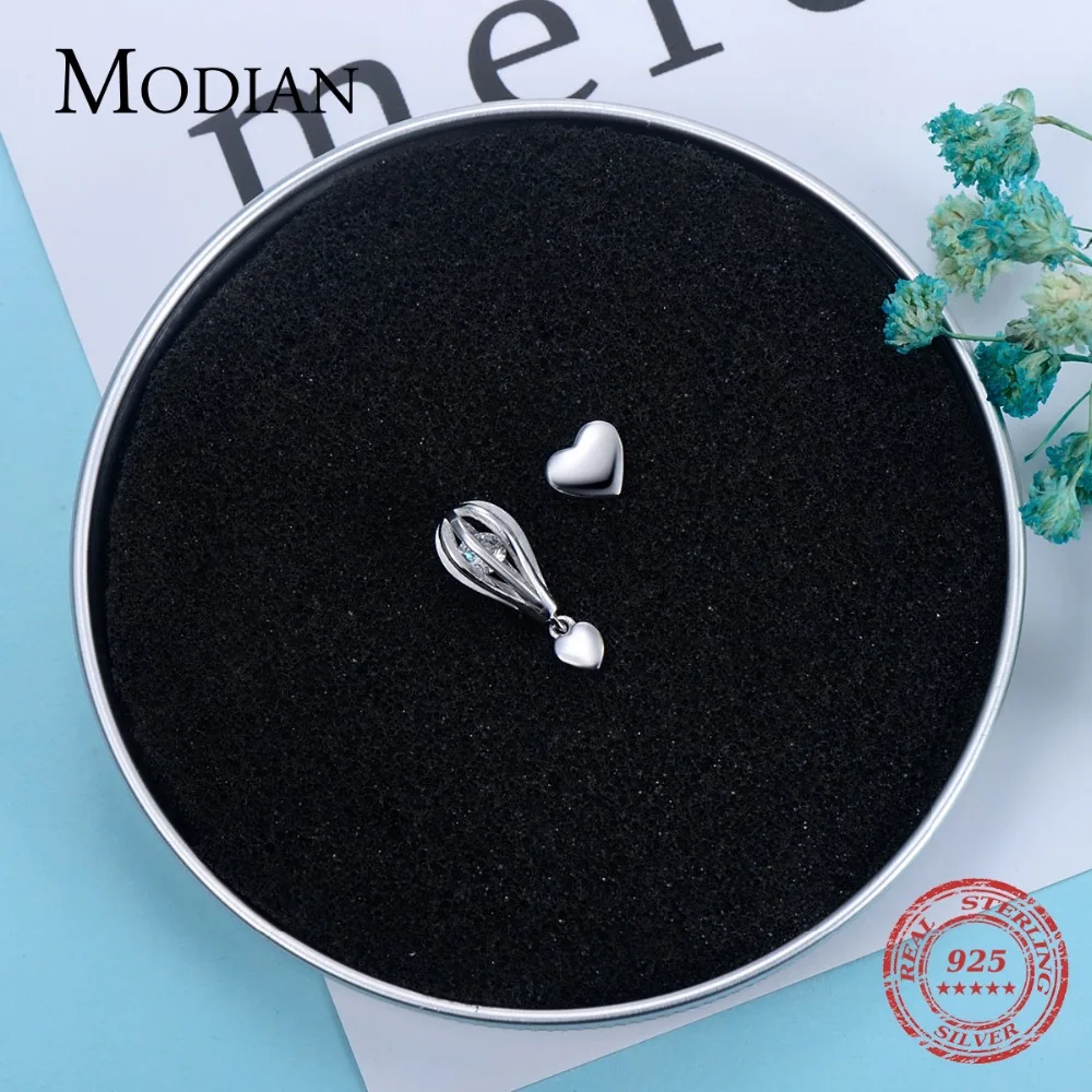 Modian 100% 925 стерлингового серебра романтическая качели воздушными шарами сердца