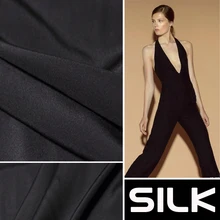 Черный крепдешин сатин шелк ткань для шитья от кутюр лоскутный материал(1 метр
