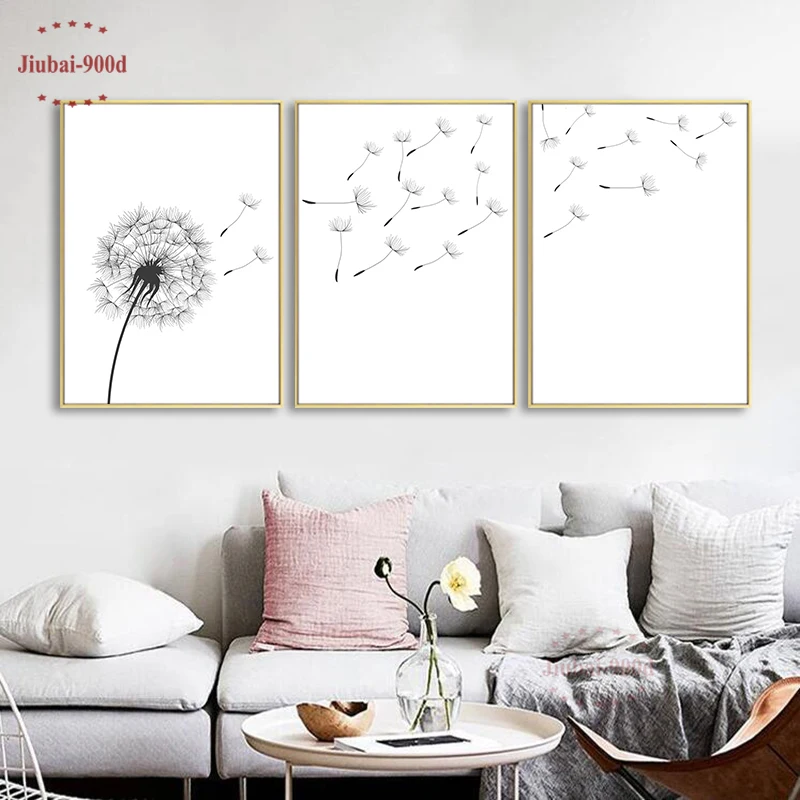 

900D Canvas Painting Dandelion Wall Pictures For Living Room Nordic Decoration Home Wall Art Posters And Prints Wall Decor SAN84