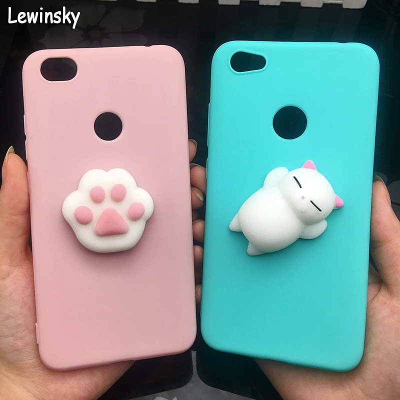 3d Squishy Cat Silicon TPU Soft Case For Xiaomi Redmi 5 plus 4X 4A 3S note 5 pro Candy Color Back Cover Redmi 5A prime 3 4 Cases