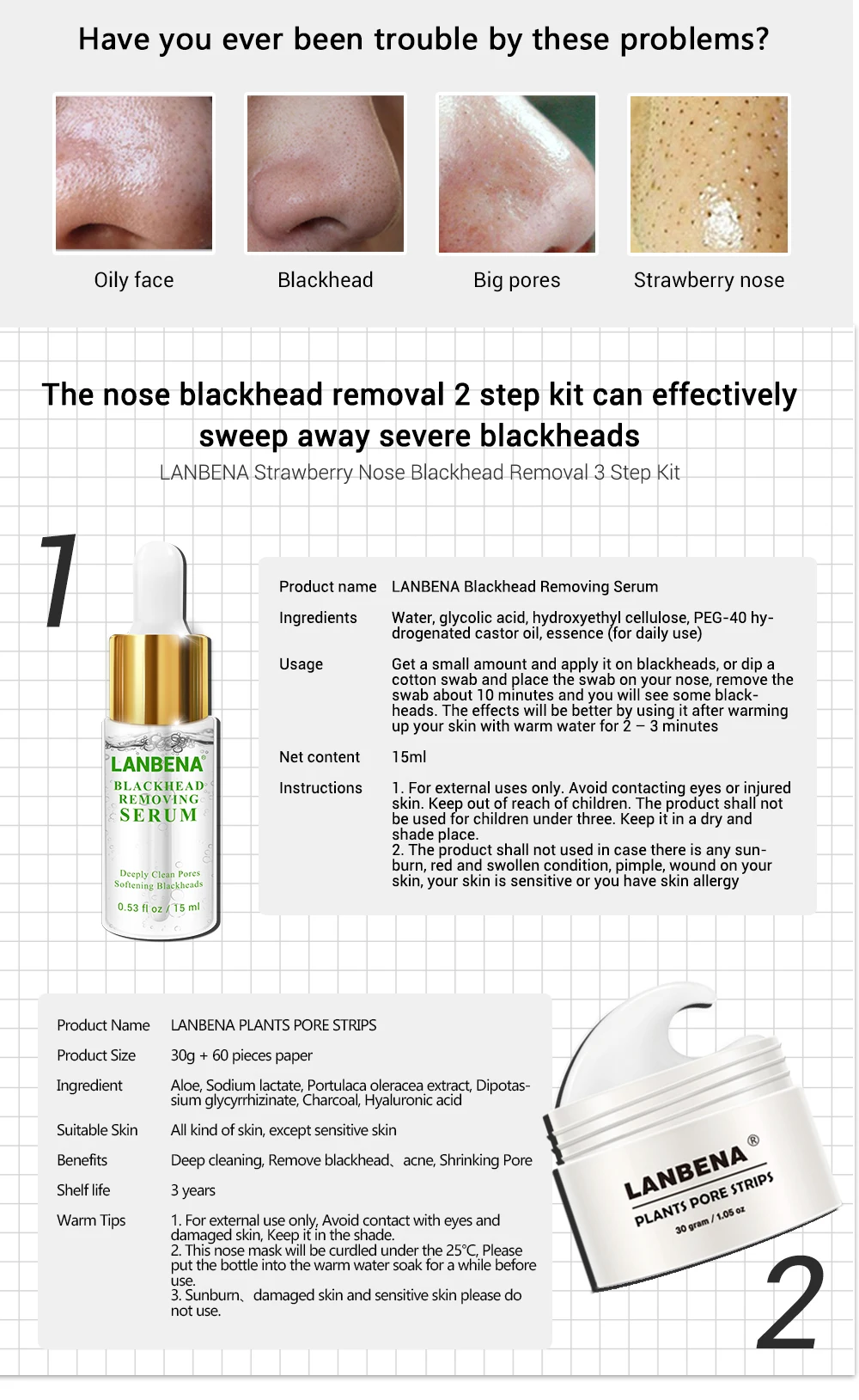 Купить 3 получить 1 подарок LANBENA средство для удаления черных точек маска для носа с полосками пор черная маска 3 шт.+ средство для глубокого угрей от жидкого пилинга