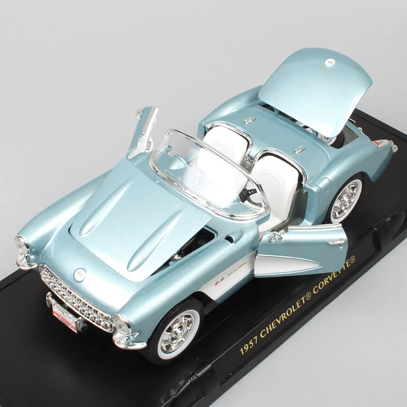 1/18 большой дорожный фирменный классический автомобиль Chevrolet Corvette 1957 Chevy vette металлические Литые и игрушечные машинки Миниатюрные модели автомобилей