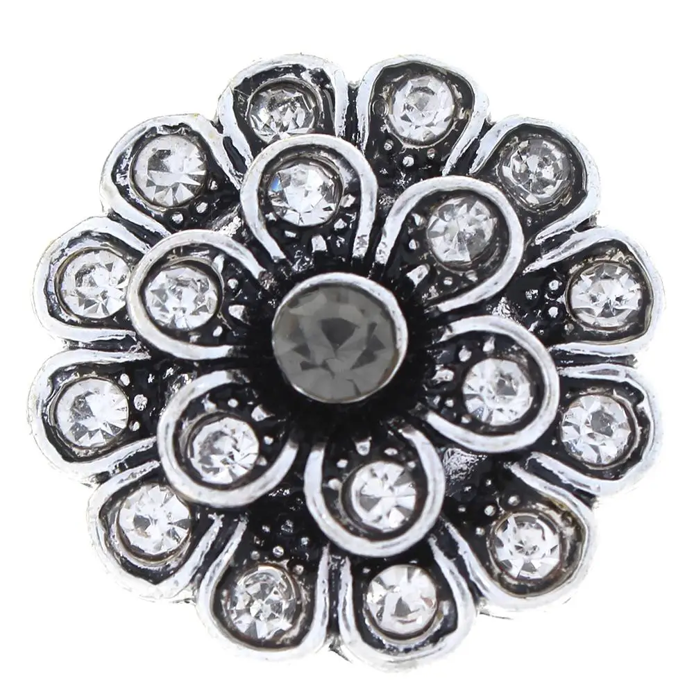 

Jayna Lee 20mm White Crystal Flower Ginger Snap Charm Pops Fit Snaps Interchangeable Jewelry for women men gifts GJS1014