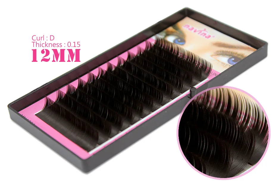 Navina 8cases/Lot Natural Soft MINK Eyelash 3D Volume Extension Individual Eyelashes Makeup Long B False Eye Lash C D Curl