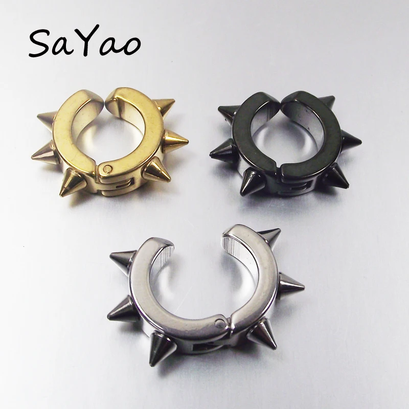 

SaYao 2Pieces Spike Arrow Stainless Steel Earring Ear Clip Men Punk Cross Earring Crosses Fake Earrings Body Piercing Jewelry