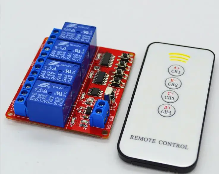 12V Vier Kanal 4Kanal RF Wireless Fernsteuerung Schalter Relaismodul 433MHz