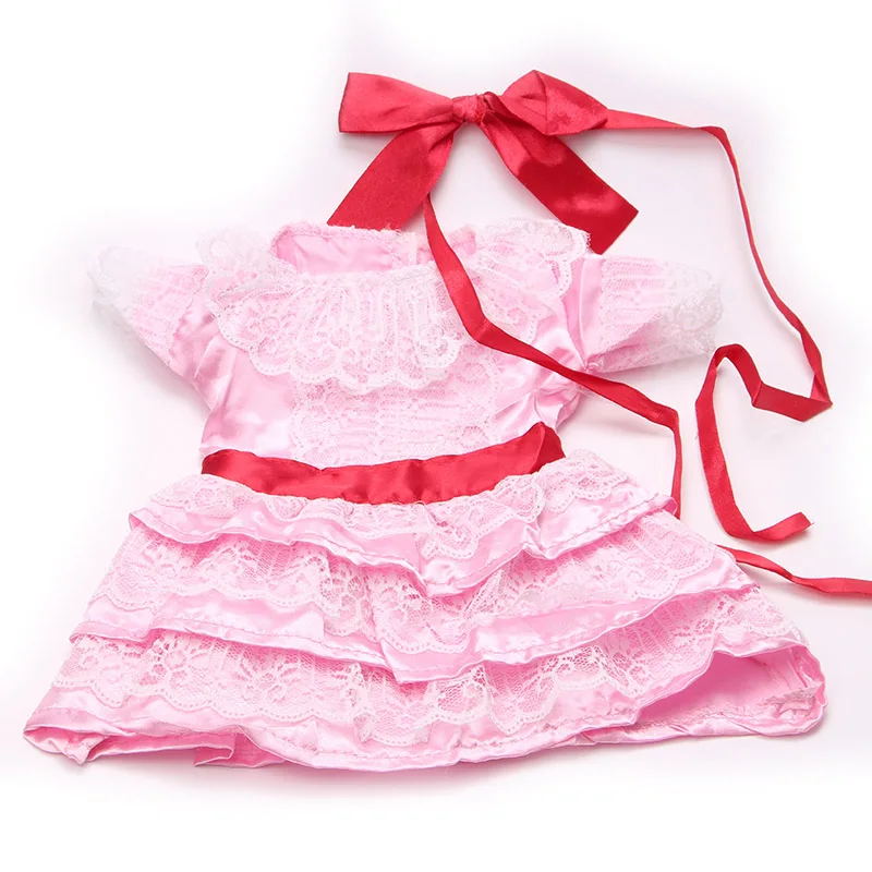 18 дюймов, с круглым вырезом, для девочек; платье принцессы с принтом; платье вечернее gwon Американский новорожденных юбка Детские игрушки подходит 43 см для ухода за ребенком для мам, детские куклы, c115 - Цвет: Pink 1