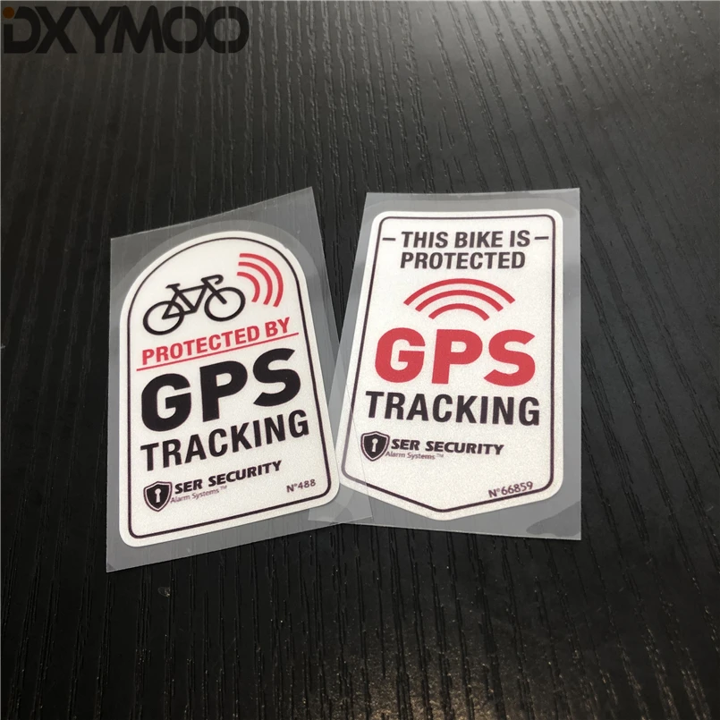 

2PCS GPS Tracking Security System Stickers Car Styling Bike Protected GPS Alarm Motor DIY Decals