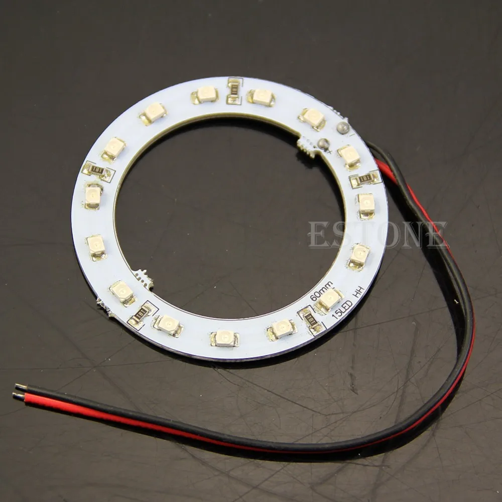YAM 12V 3528 Car Light 2Pcs Bright Blue 60mm Angel Eyes 15 SMD LED Ring Car 