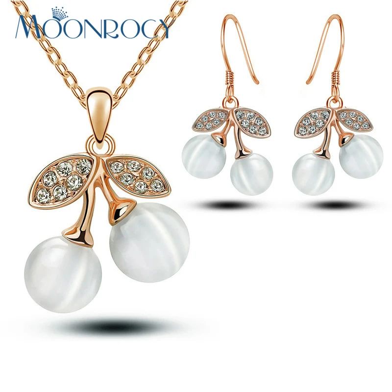 MOONROCY Free Shipping Rose font b Gold b font Color Cherry Cubic Zirconia Crystal Opal font