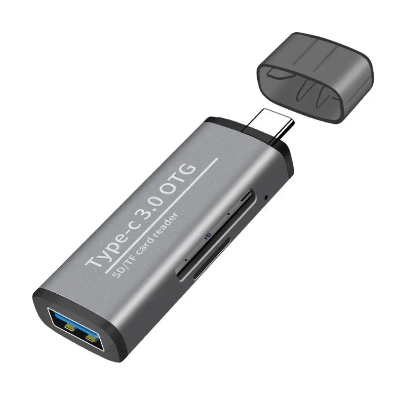 Металлический USB C для SD/Micro SD кард-ридер Тип C для USB 3,0 OTG адаптер для MacBook samsung Galaxy S10 S9 S8 huawei mate 20 - Цвет: Gray