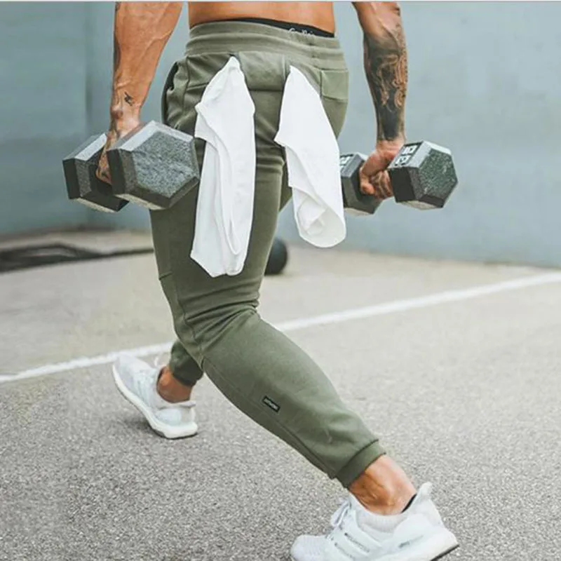 

Men Slim Drawstring Cotton Sweatpants Gyms Fitness Trousers Man Jogger Workout Casual Fashion Pant Brand Pencil Pants Sportswear