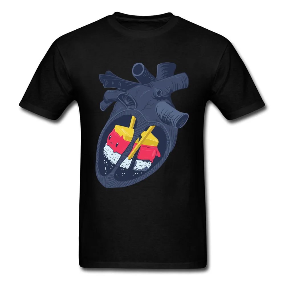 Hearth Sushi Kawaii Top T-shirts New Fashion Short Sleeve Party 100% Cotton Round Collar Men Tops Tees T Shirt April FOOL DAY Hearth Sushi Kawaii black