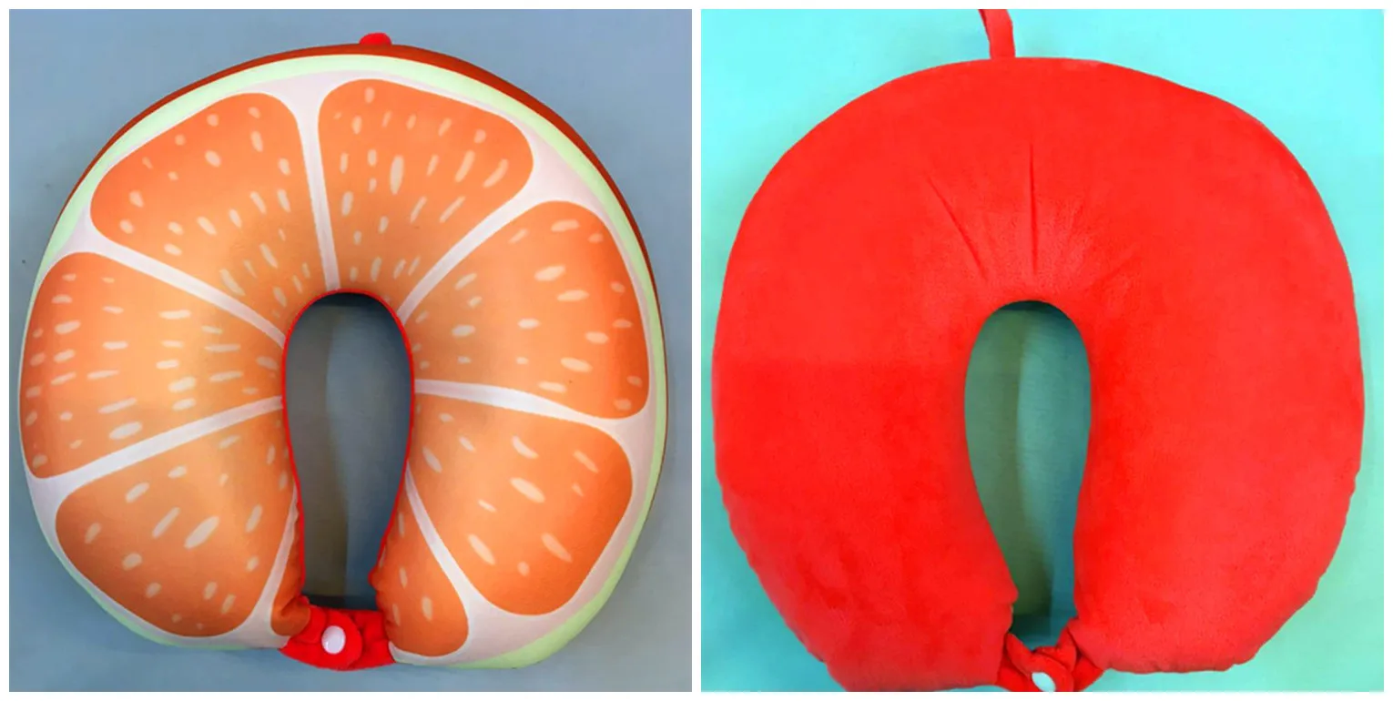 27 см мультфильм плюшевые фрукты арбуз оранжевый u-образный мягкая защитная подушка для стула офис Вождение шеи автобус спальный подушка мягкая игрушка
