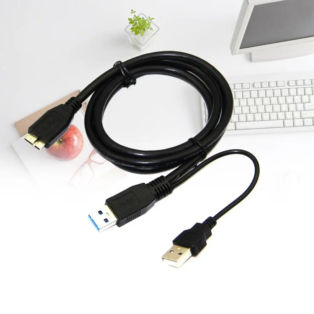 

0.6m Dual USB 3.0 A Male to Micro B Y Black Power Data Cable Mobile Hard Disk 2-connector Y-design