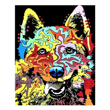 

Animal wolf schnauzer painting kids gift digital oil painting home decor wall art for living room drawing by numbers