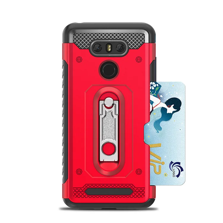 

For LG G6 Case Hybrid PC Armor Anti-Shock Silicone Back Cover Kickstand For LG V30 Q6 Q8 G7 Rugged Cover Case With Card Pocket