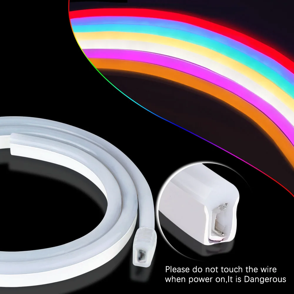 EU 220V LED Neon Light 1M/2M/3M/5M Waterproof LED String Light for Outdoor Lighting Home holiday Decoration Neon Rope Light