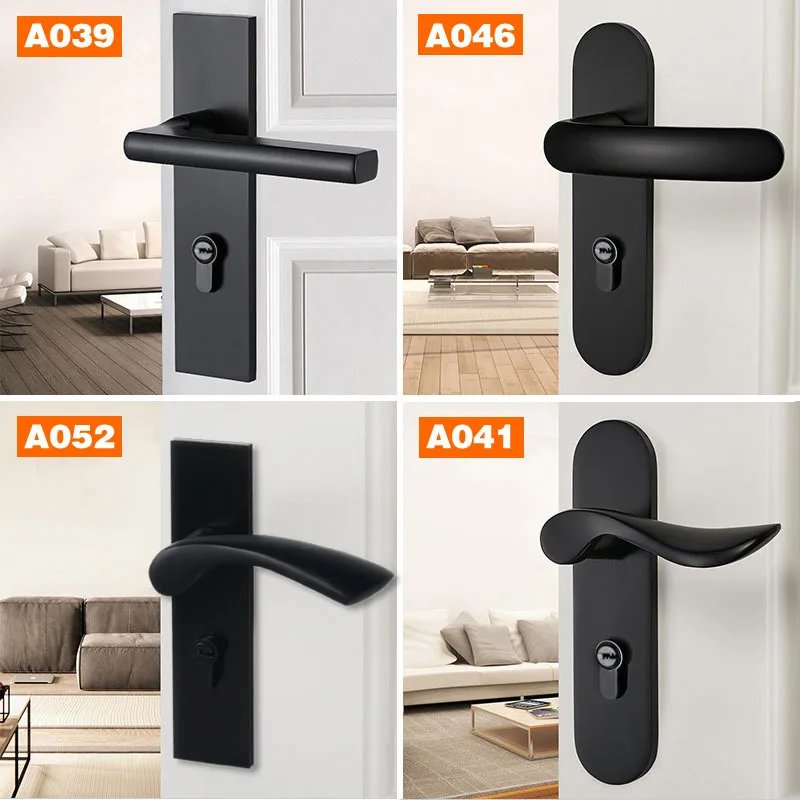 

2018 Real Cadeado Padlock Fechadura Simple Black Door Lock 4558 Advanced Interior Handle, European Style Bedroom Lock, Split