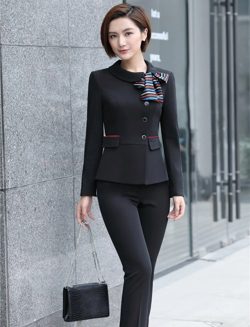 Black Blazer Women Business Suits Formal Office Suits Work Pant and ...