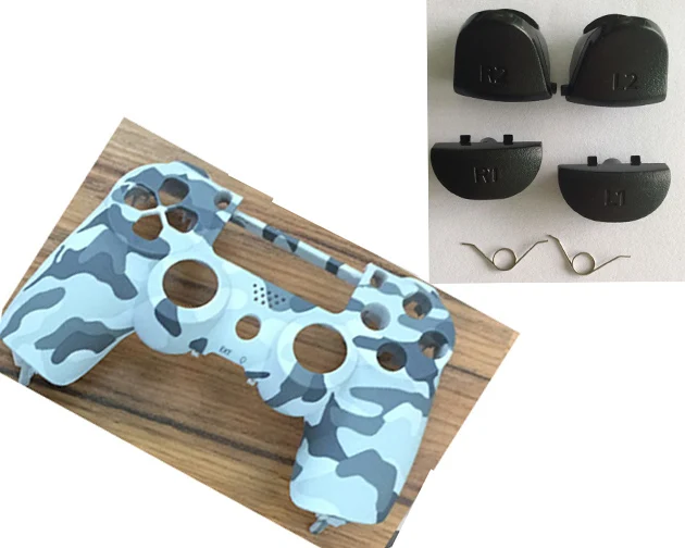 

Front Camo Shell Camouflage Housing Case Cover+R1 L1 R2 L2 Buttons Springs for PlayStation 4 PS4 DualShock 4 Controller Repair