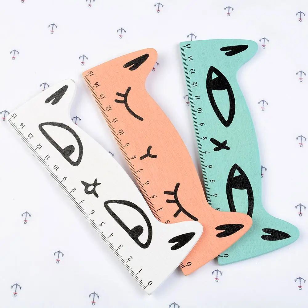 

1 pcs Cute Kawaii Cat Shape ruler Funny stationery wooden rulers Office accessories School escolar For Kids School Supplies New
