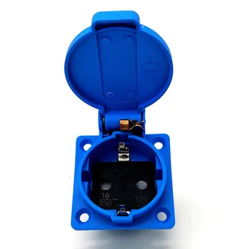

10pcs IP44 European Waterproof Socket 16A with Protective Door Eu Gauge Industrial Outlet TUV Korea German Standard Adapter