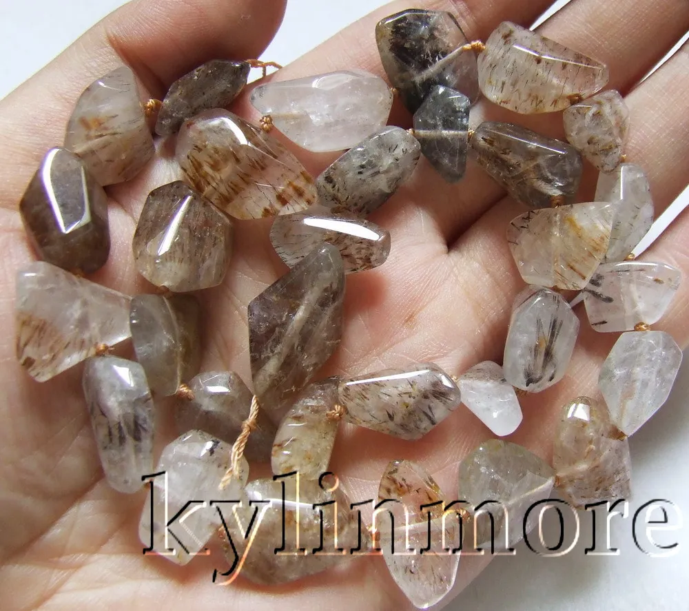 

Cacoxenite 8x13mm--12x21mm Faceted Nugget Beads