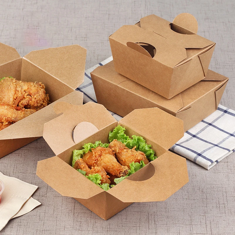 Коробка для фаст-фуда упаковочные коробки Ланч-бокс для ресторана упаковочная сумка фри курица контейнеры для еды на вынос посуда 25 шт