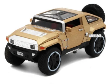 1/32 масштаб Hummer концепция автомобиля литые Автомобили Модель игрушки с открывающимися дверцами откатная функция легкая музыка для детей подарок - Цвет: Золотой