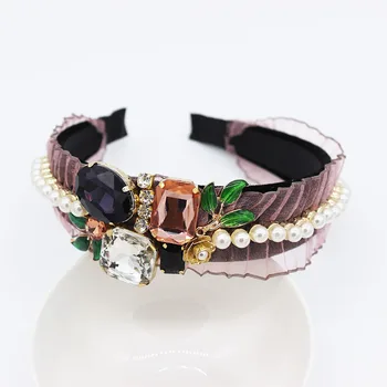 

2019 New Baroque Pearl Headband Luxurious Catwalk Prom Dresses Wild Fashion Temperament Pearl Pearl Gem Headband 999