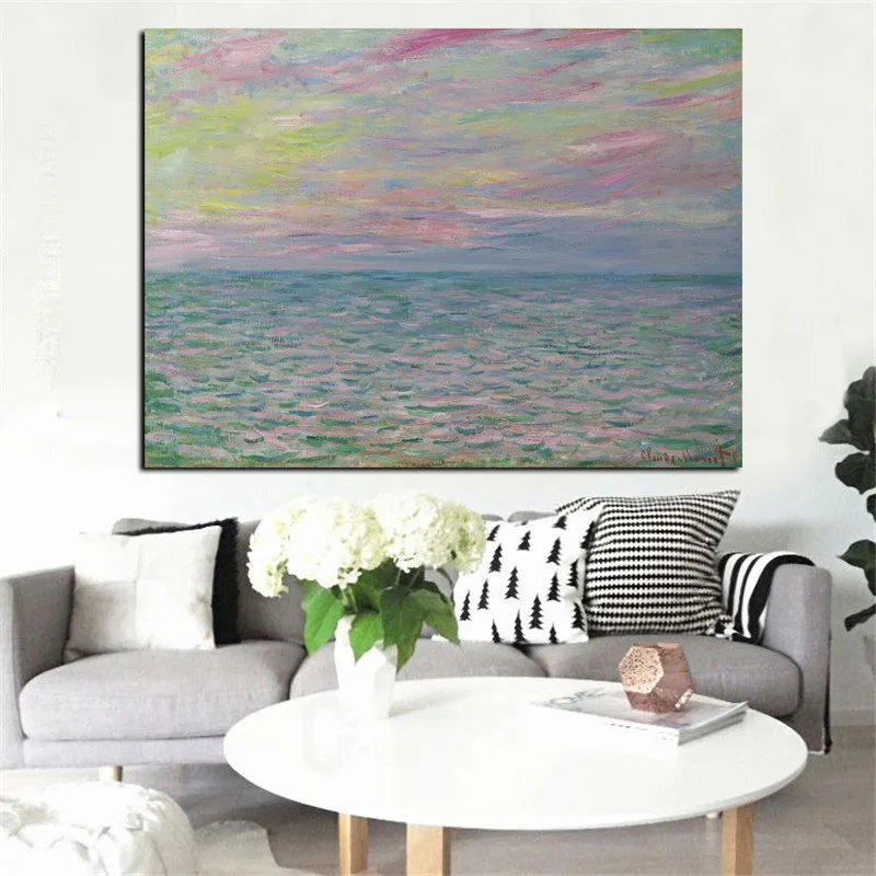 

Print Claude Monet Sunset Seascape Impressionist Abstract Landscape Oil Painting on Canvas Poster Wall Picture for Living Room